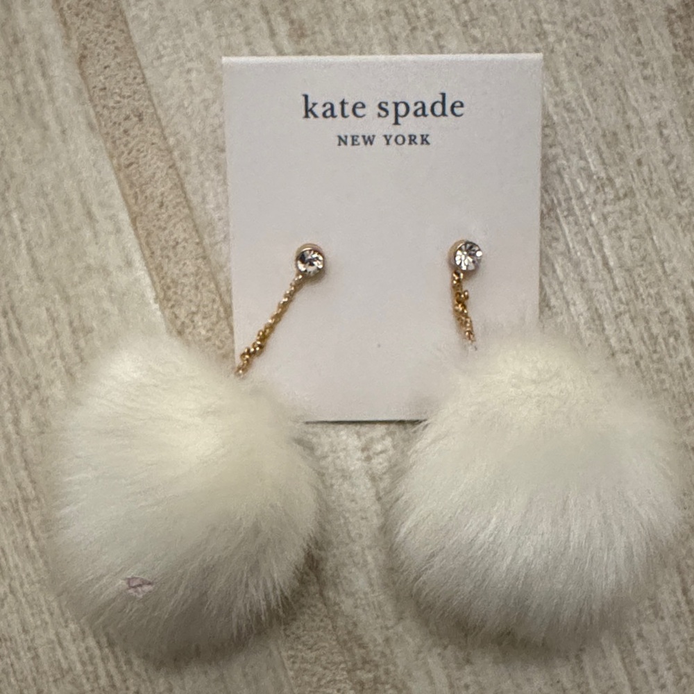 Kate Spade Fluffy White Pom Earrings